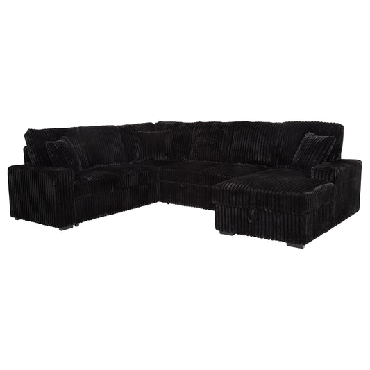  Coaster Furniture Devonshire 511049 Sleeper Sectional Sofa Storage Chaise - Black IMAGE 1