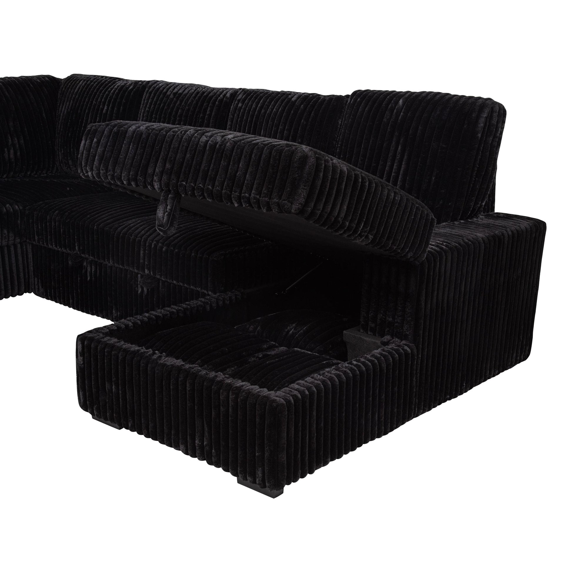  Coaster Furniture Devonshire 511049 Sleeper Sectional Sofa Storage Chaise - Black IMAGE 10