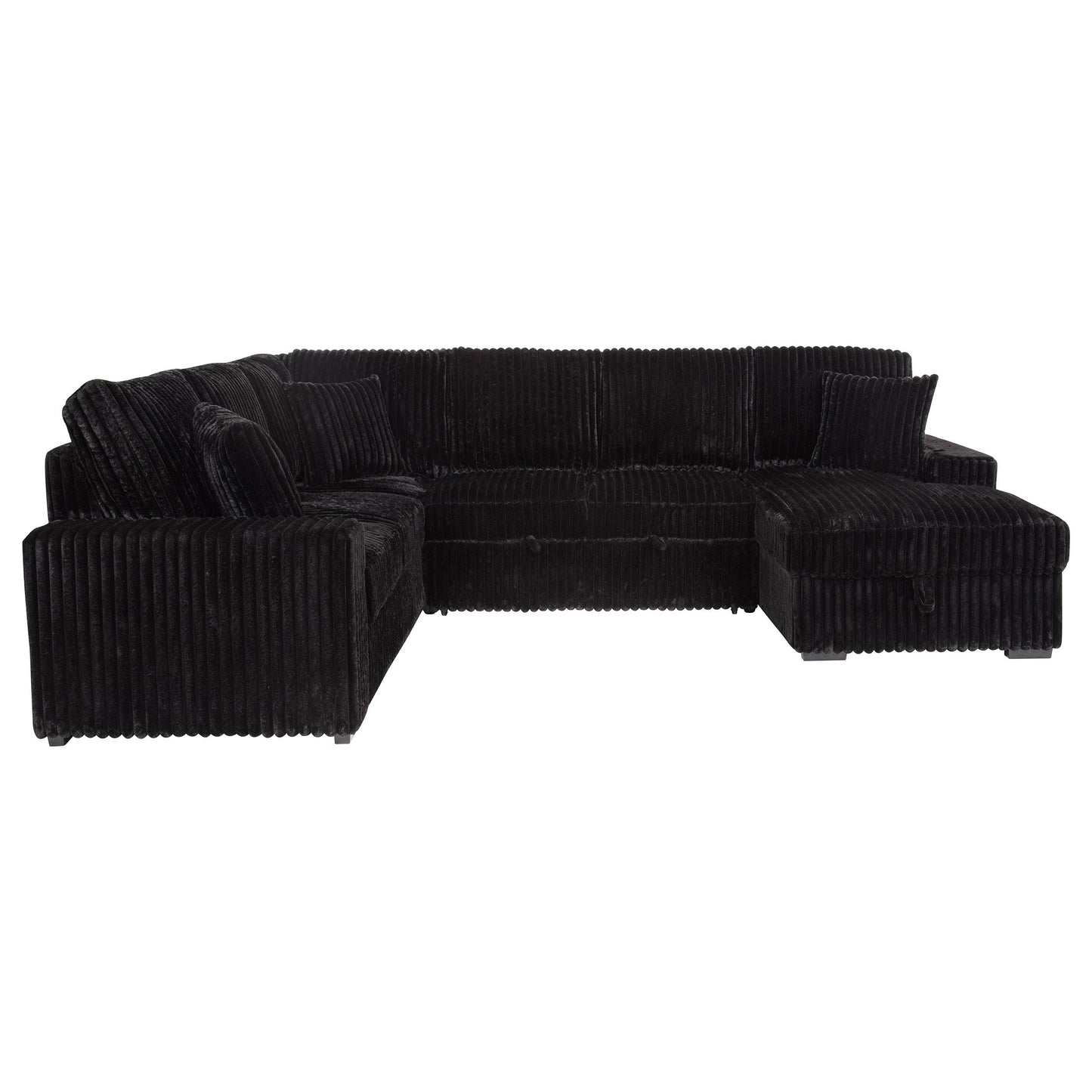  Coaster Furniture Devonshire 511049 Sleeper Sectional Sofa Storage Chaise - Black IMAGE 2