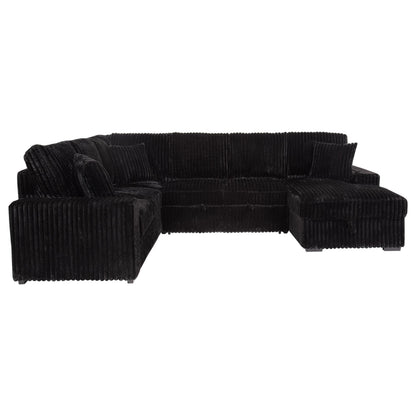  Coaster Furniture Devonshire 511049 Sleeper Sectional Sofa Storage Chaise - Black IMAGE 2