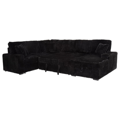  Coaster Furniture Devonshire 511049 Sleeper Sectional Sofa Storage Chaise - Black IMAGE 3