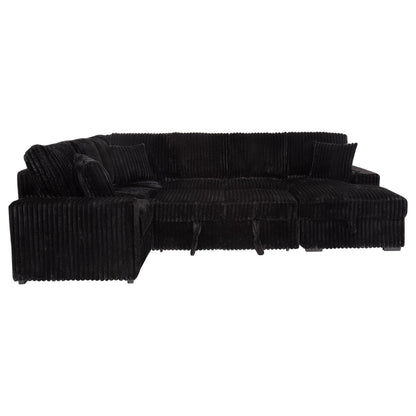  Coaster Furniture Devonshire 511049 Sleeper Sectional Sofa Storage Chaise - Black IMAGE 4