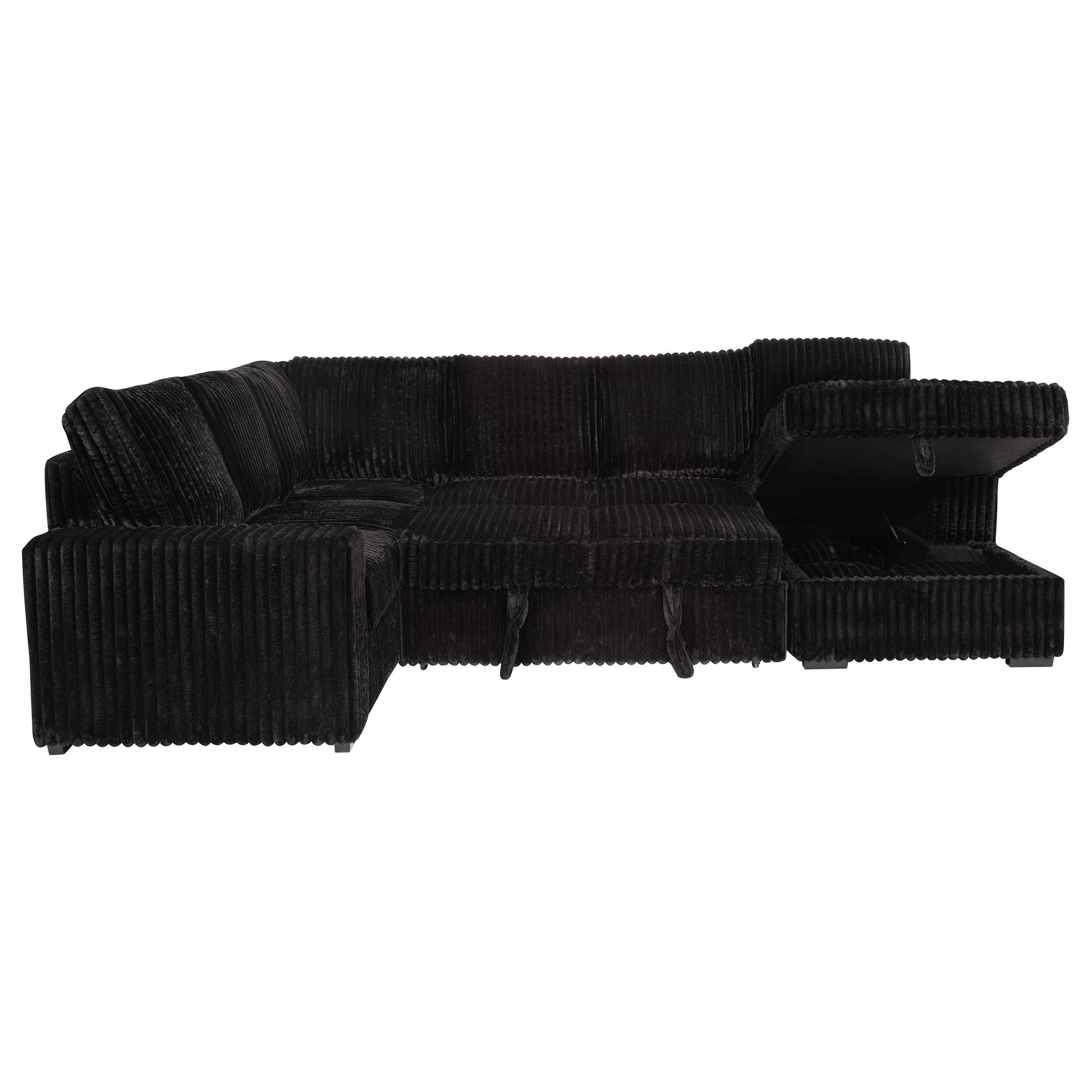  Coaster Furniture Devonshire 511049 Sleeper Sectional Sofa Storage Chaise - Black IMAGE 7