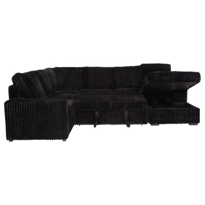  Coaster Furniture Devonshire 511049 Sleeper Sectional Sofa Storage Chaise - Black IMAGE 7