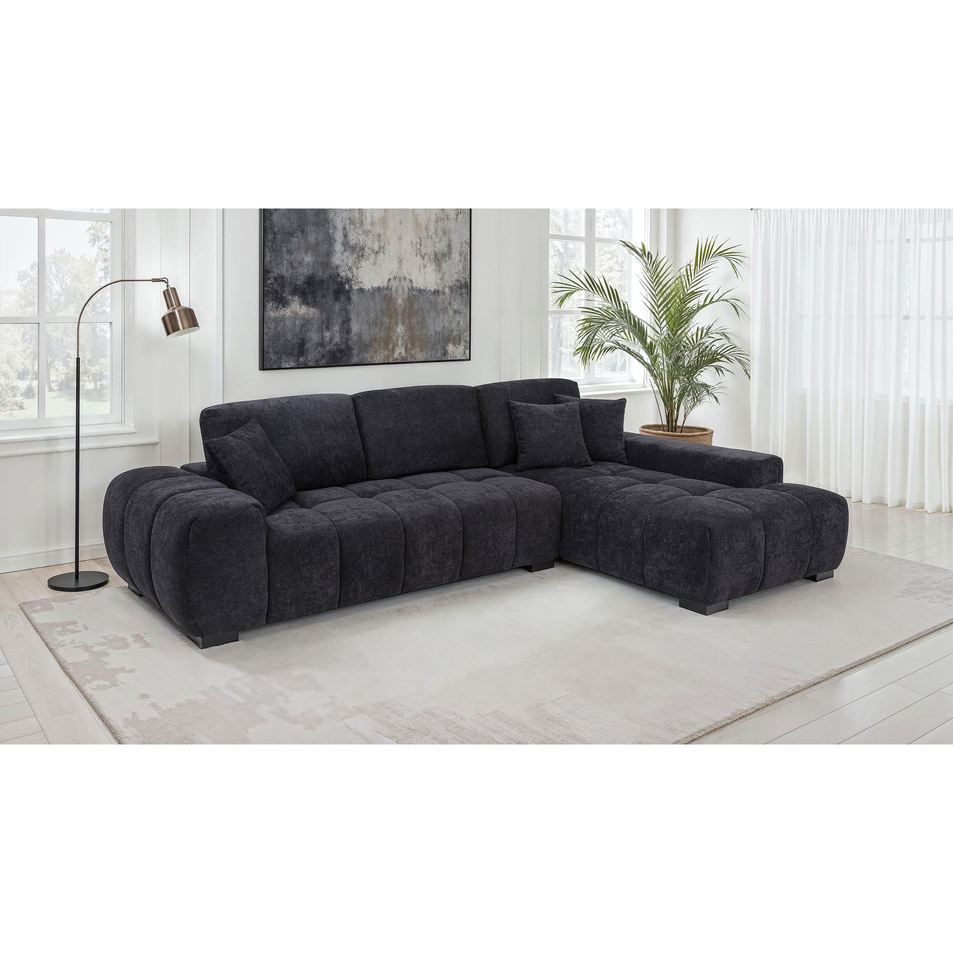  Coaster Furniture Octavia 511061 Upholstered Sectional Chaise Sofa - Black IMAGE 4