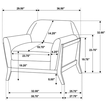  Coaster Furniture Vaughn 511073 Fabric Upholstered Flared Arm Accent Chair - Grey IMAGE 10
