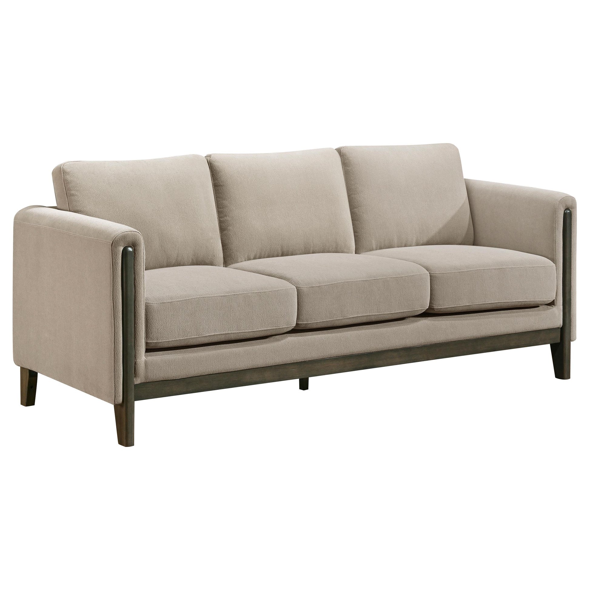  Coaster Furniture Islington 511101 Fabric Upholstered Panel Arm Sofa - Taupe IMAGE 2