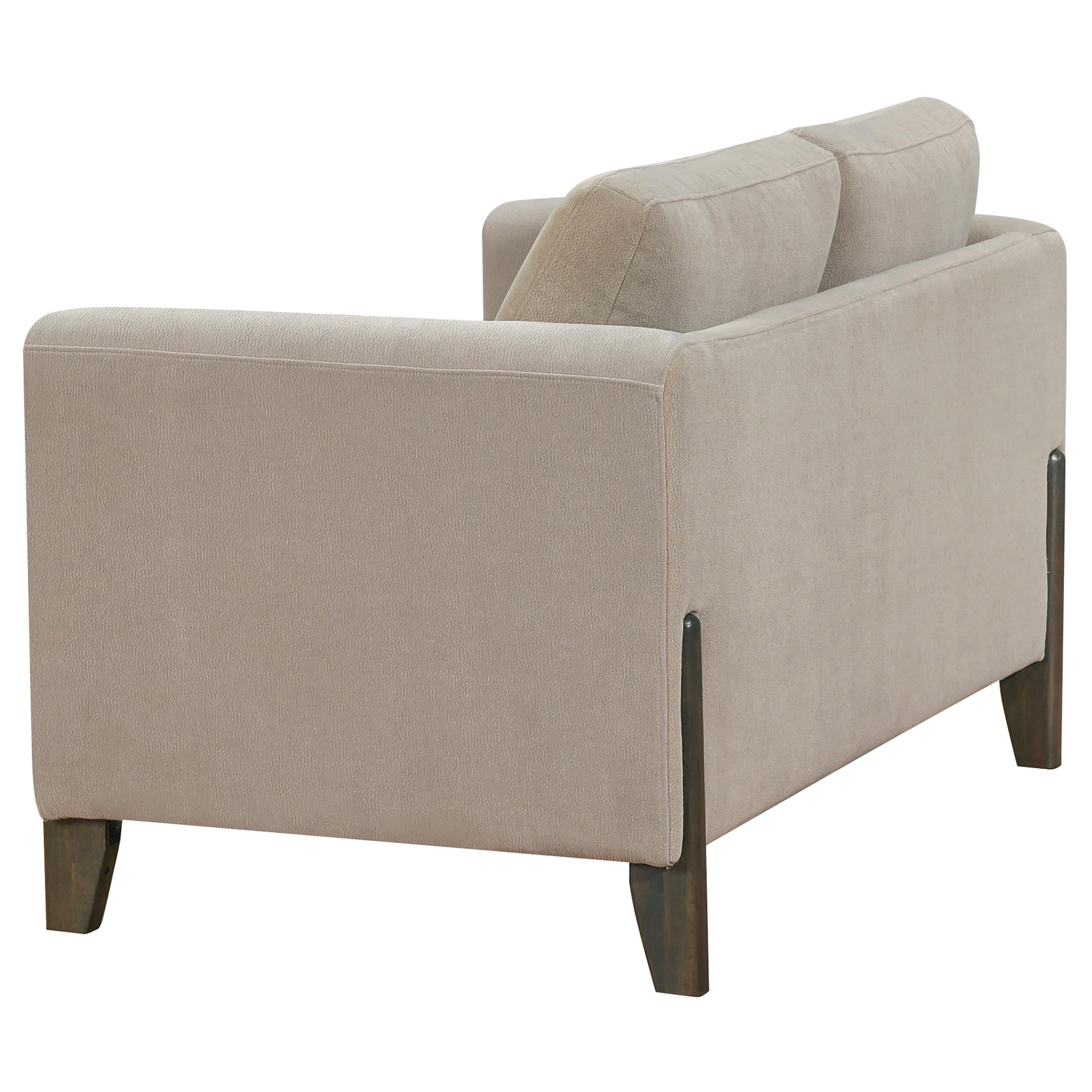  Coaster Furniture Islington 511102 Fabric Upholstered Panel Arm Loveseat - Taupe IMAGE 1