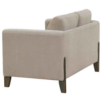  Coaster Furniture Islington 511102 Fabric Upholstered Panel Arm Loveseat - Taupe IMAGE 1