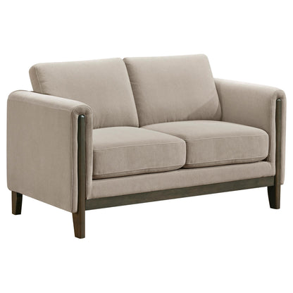  Coaster Furniture Islington 511102 Fabric Upholstered Panel Arm Loveseat - Taupe IMAGE 2