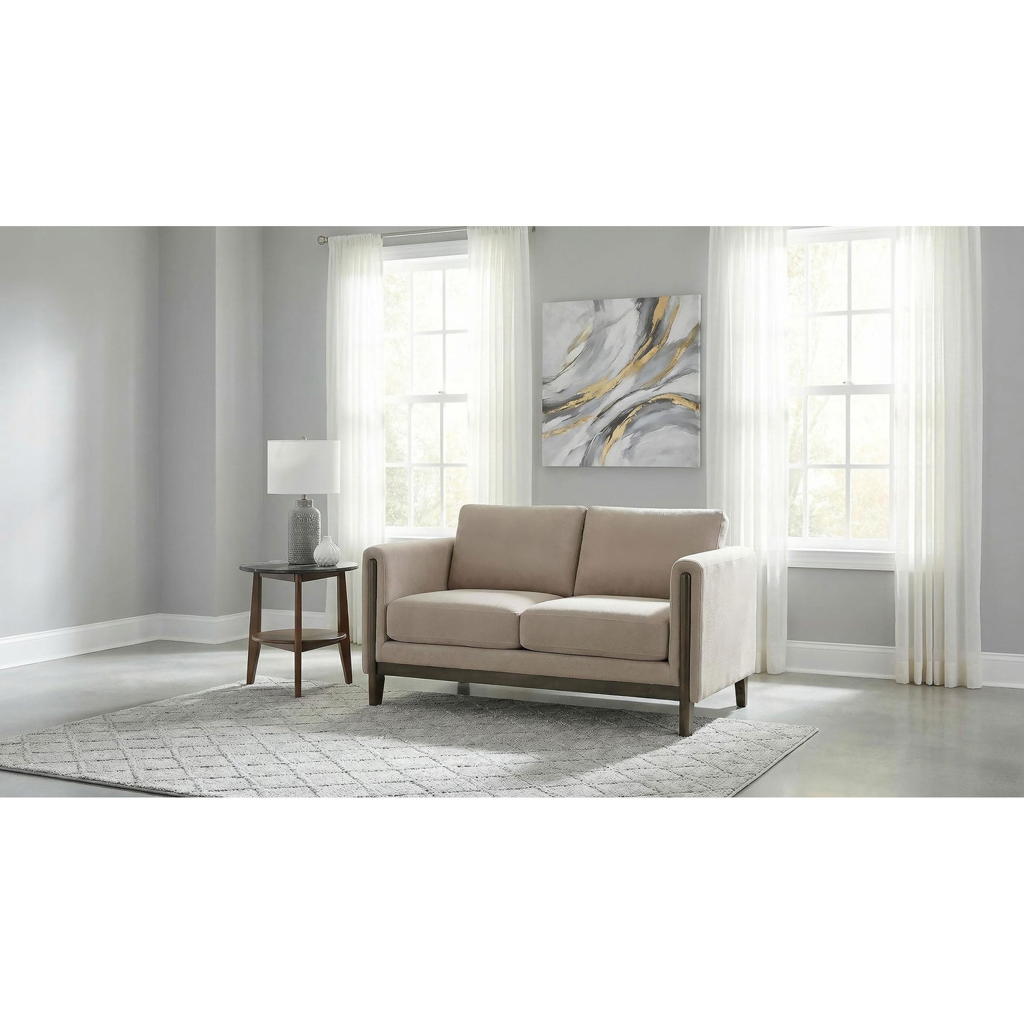  Coaster Furniture Islington 511102 Fabric Upholstered Panel Arm Loveseat - Taupe IMAGE 3