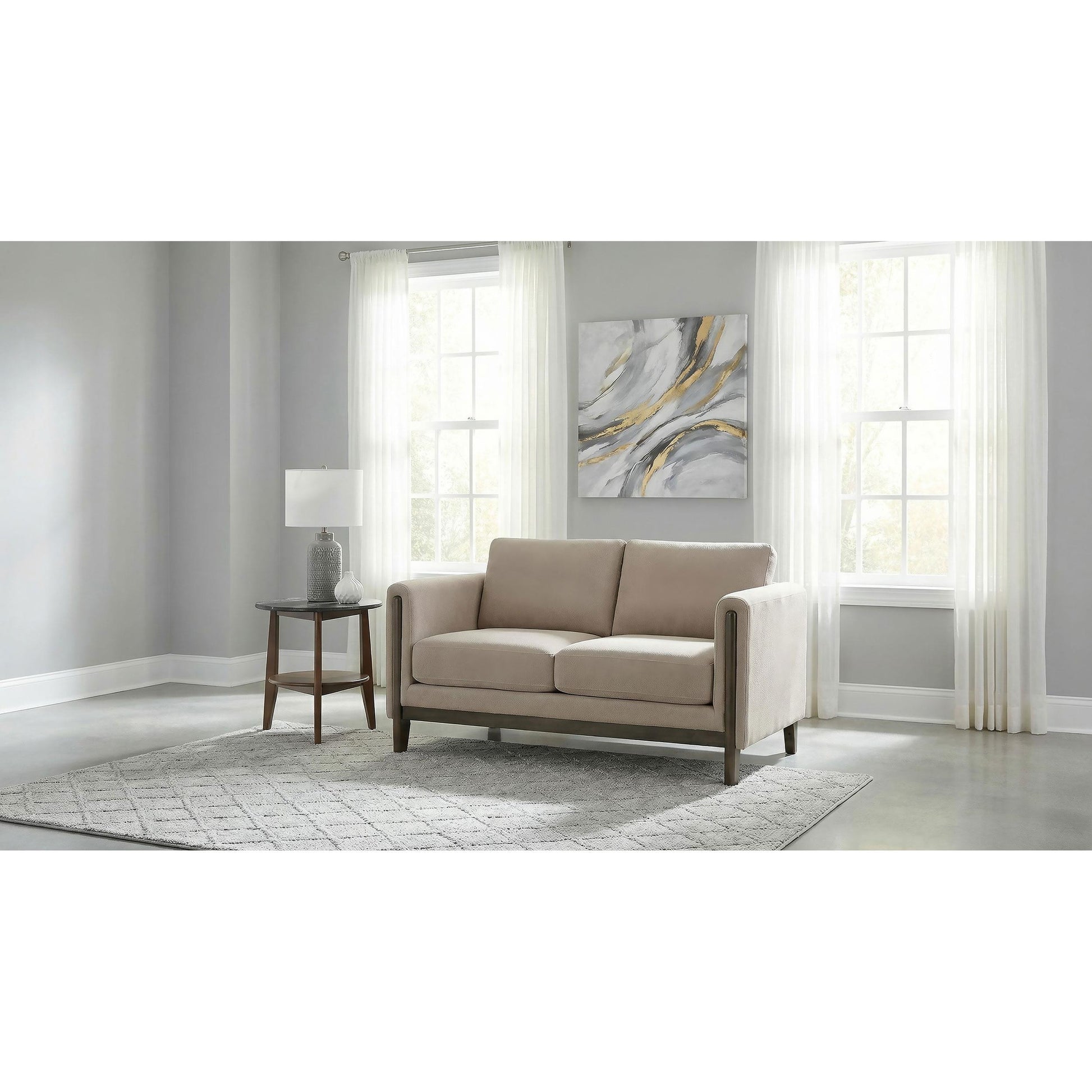  Coaster Furniture Islington 511102 Fabric Upholstered Panel Arm Loveseat - Taupe IMAGE 3