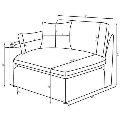  Coaster Furniture Hobson 551451-SETA 5-piece Upholstered Modular Sectional Sofa - Ivory IMAGE 10