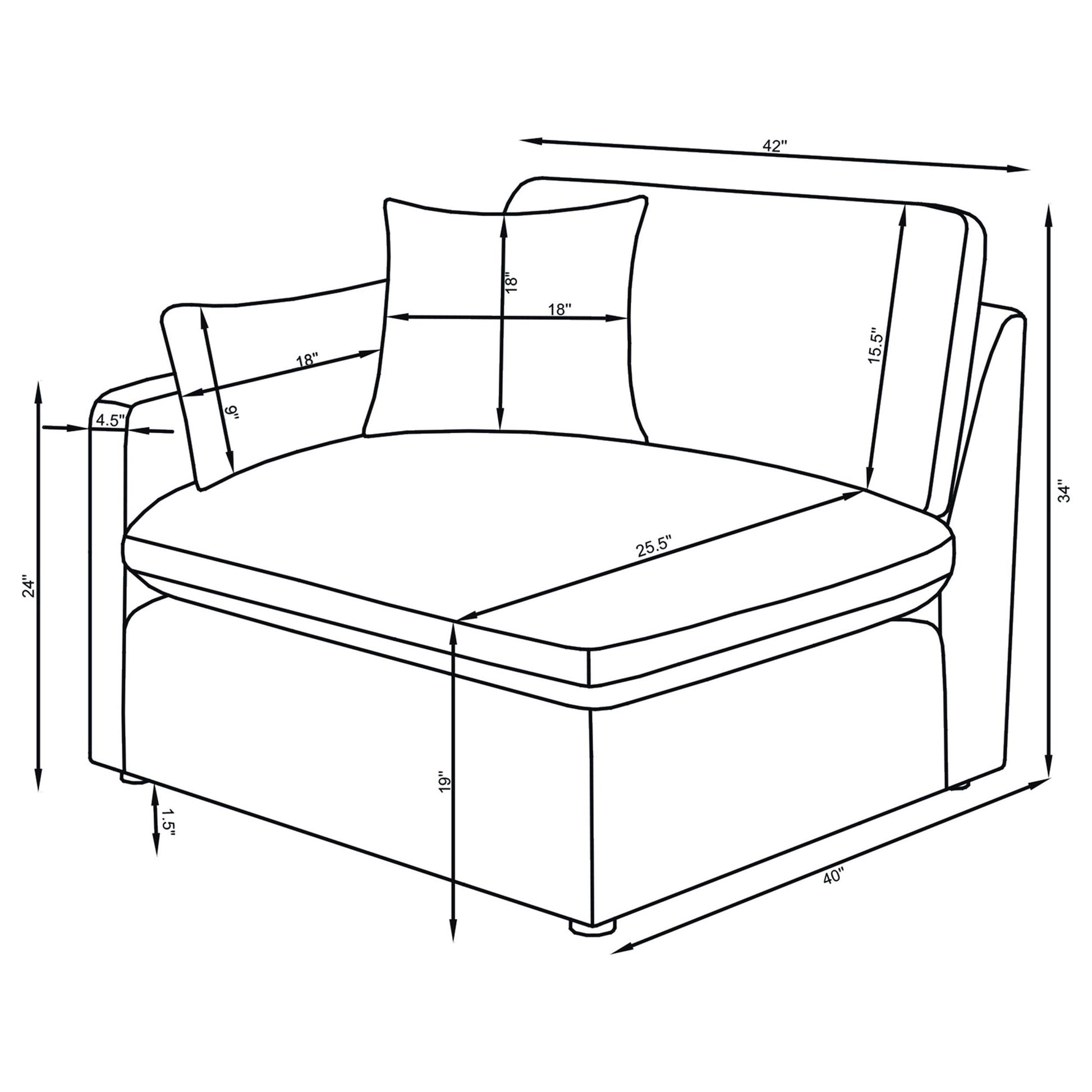  Coaster Furniture Hobson 551455-SETA 5-piece Upholstered Modular Sectional Sofa - Charcoal IMAGE 12