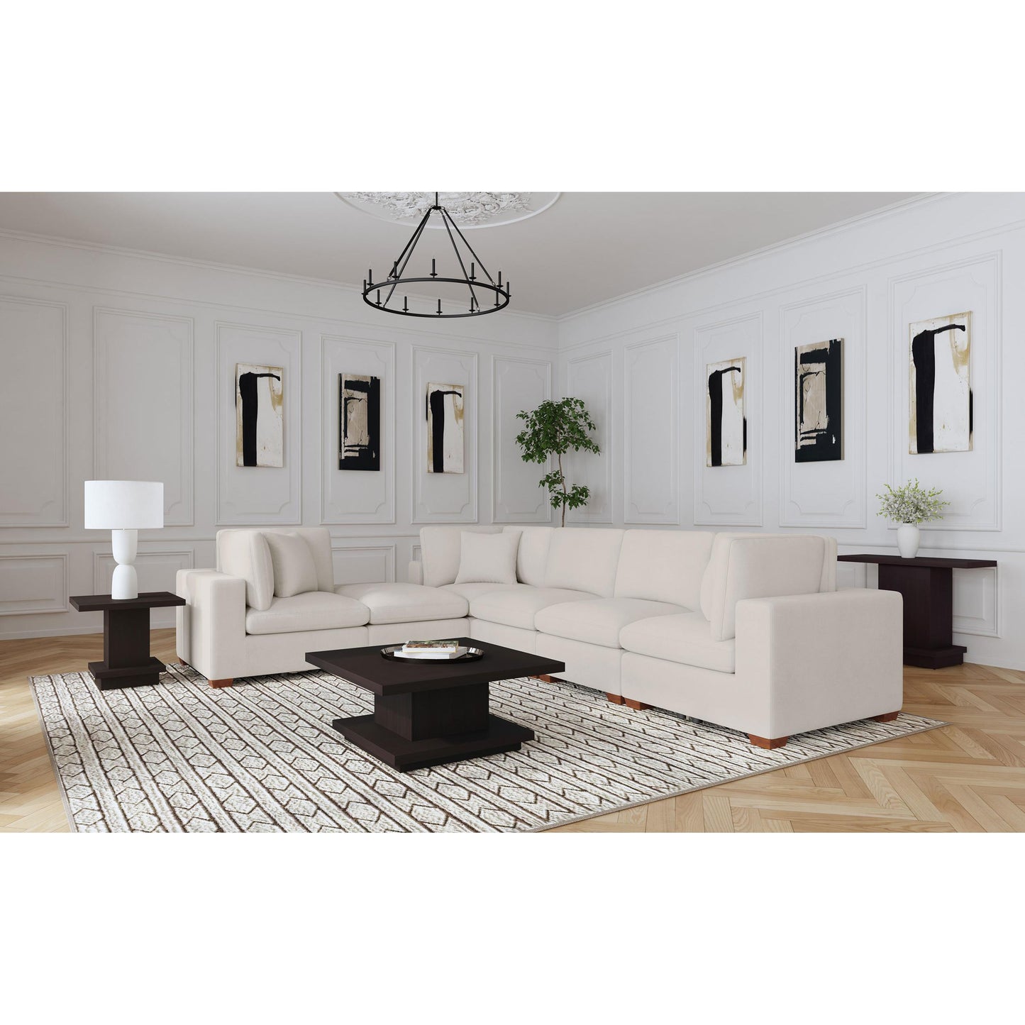  Coaster Furniture Lakeview 551461 Upholstered Armless Chair - Ivory IMAGE 7