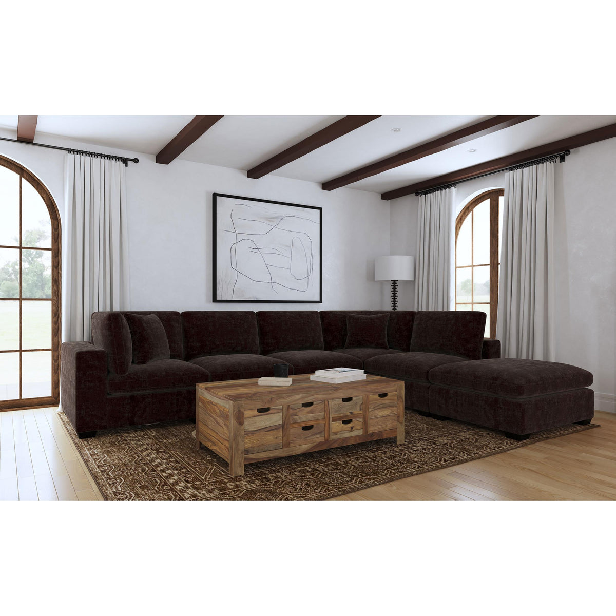  Coaster Furniture Lakeview 551464 Upholstered Armless Chair - Dark Chocolate IMAGE 6