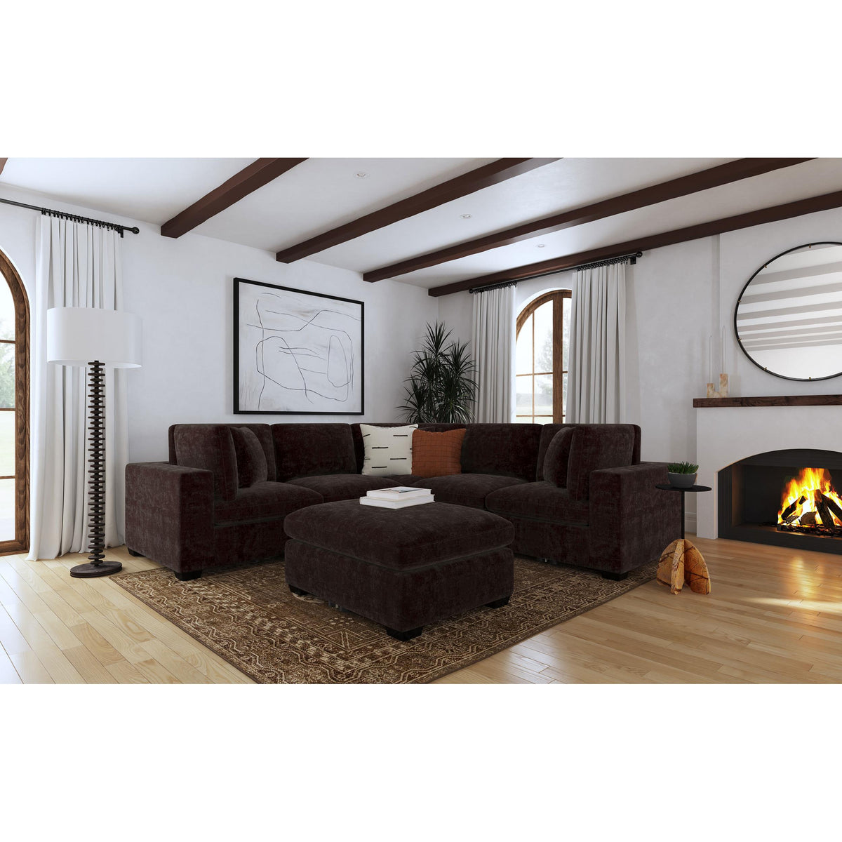  Coaster Furniture Lakeview 551465 Upholstered Corner Chair - Dark Chocolate IMAGE 6