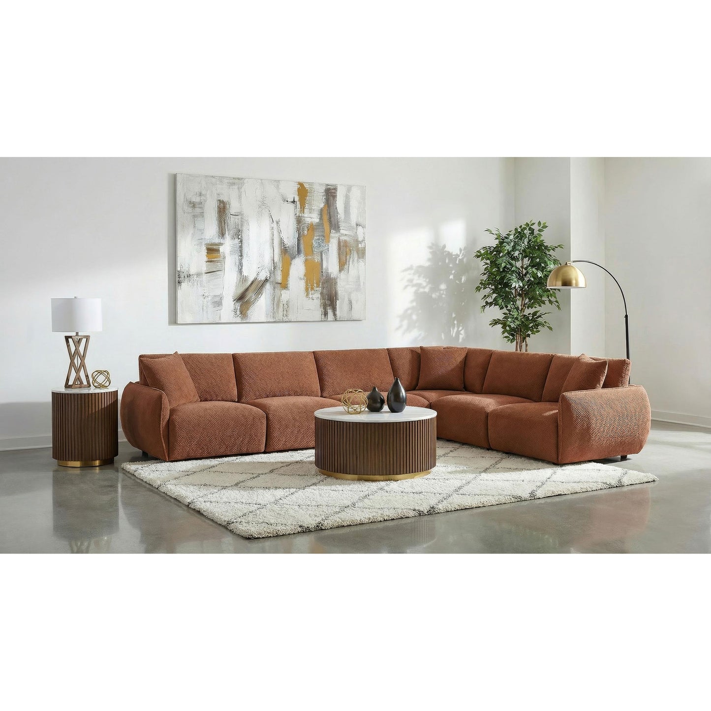 Coaster Furniture Elysia 551891-SET 6-piece Chenille Upholstered Modular Sectional Sofa - Coral IMAGE 2
