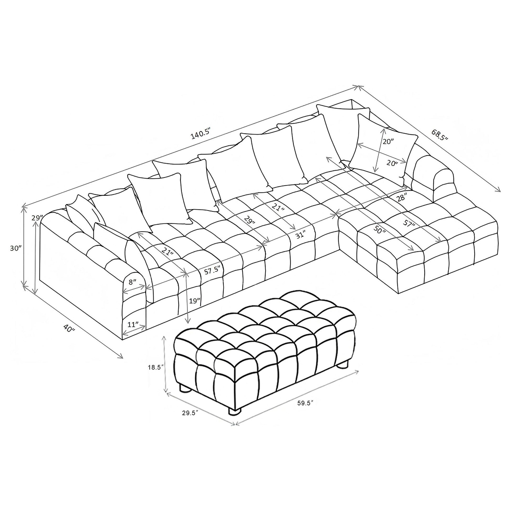  Coaster Furniture Amara 551911-SET 4-Piece Upholstered Sectional Sofa IMAGE 11