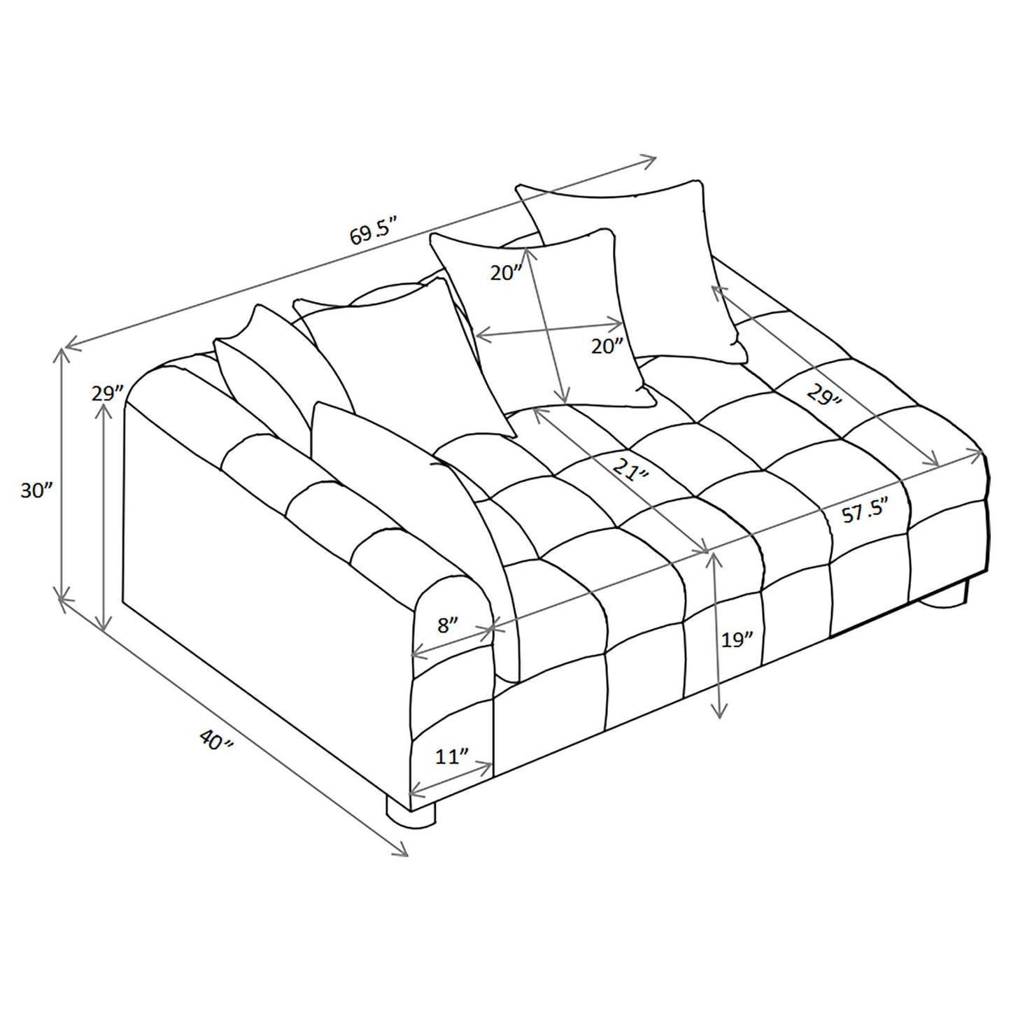  Coaster Furniture Amara 551914LAF Upholstered LAF Loveseat IMAGE 4