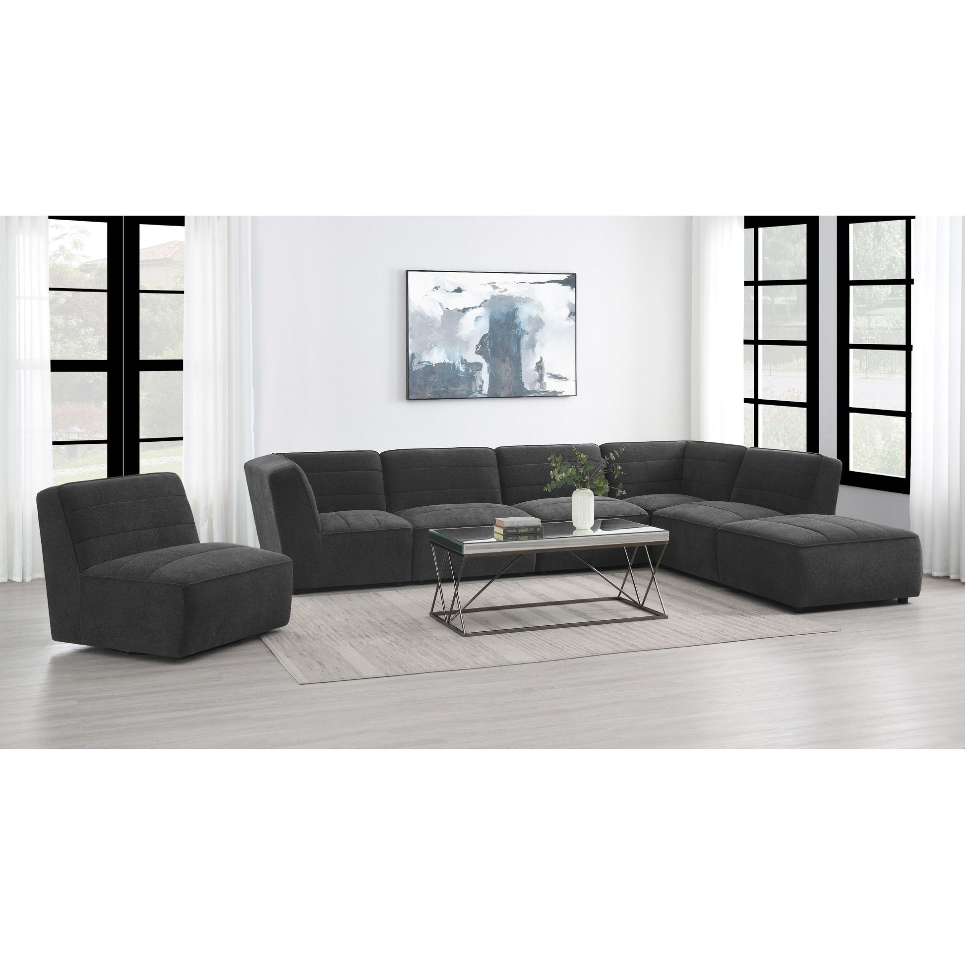 Coaster Furniture Sunny 552081 Upholstered Armless Chair - Dark Charcoal IMAGE 15