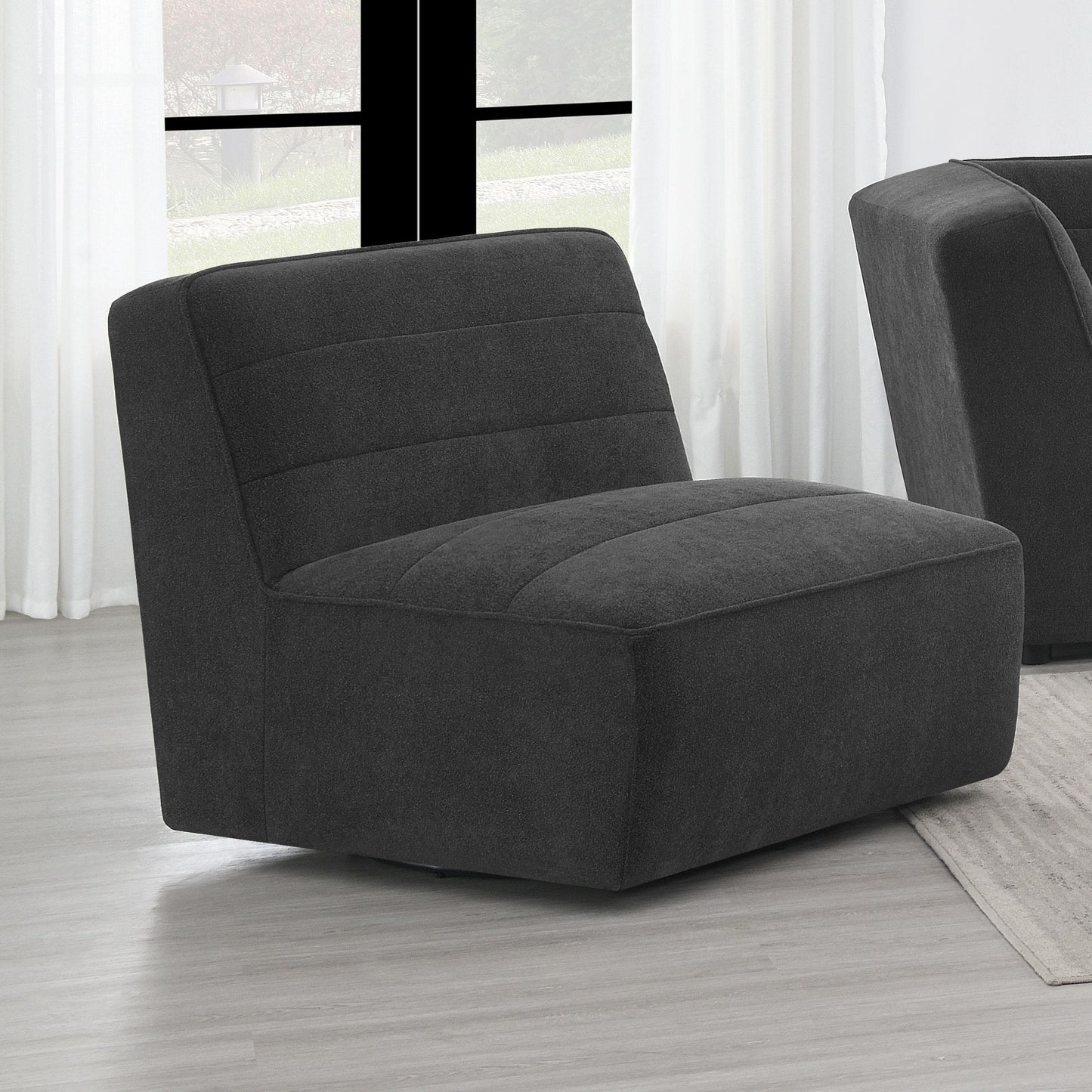  Coaster Furniture Sunny 552081 Upholstered Armless Chair - Dark Charcoal IMAGE 2