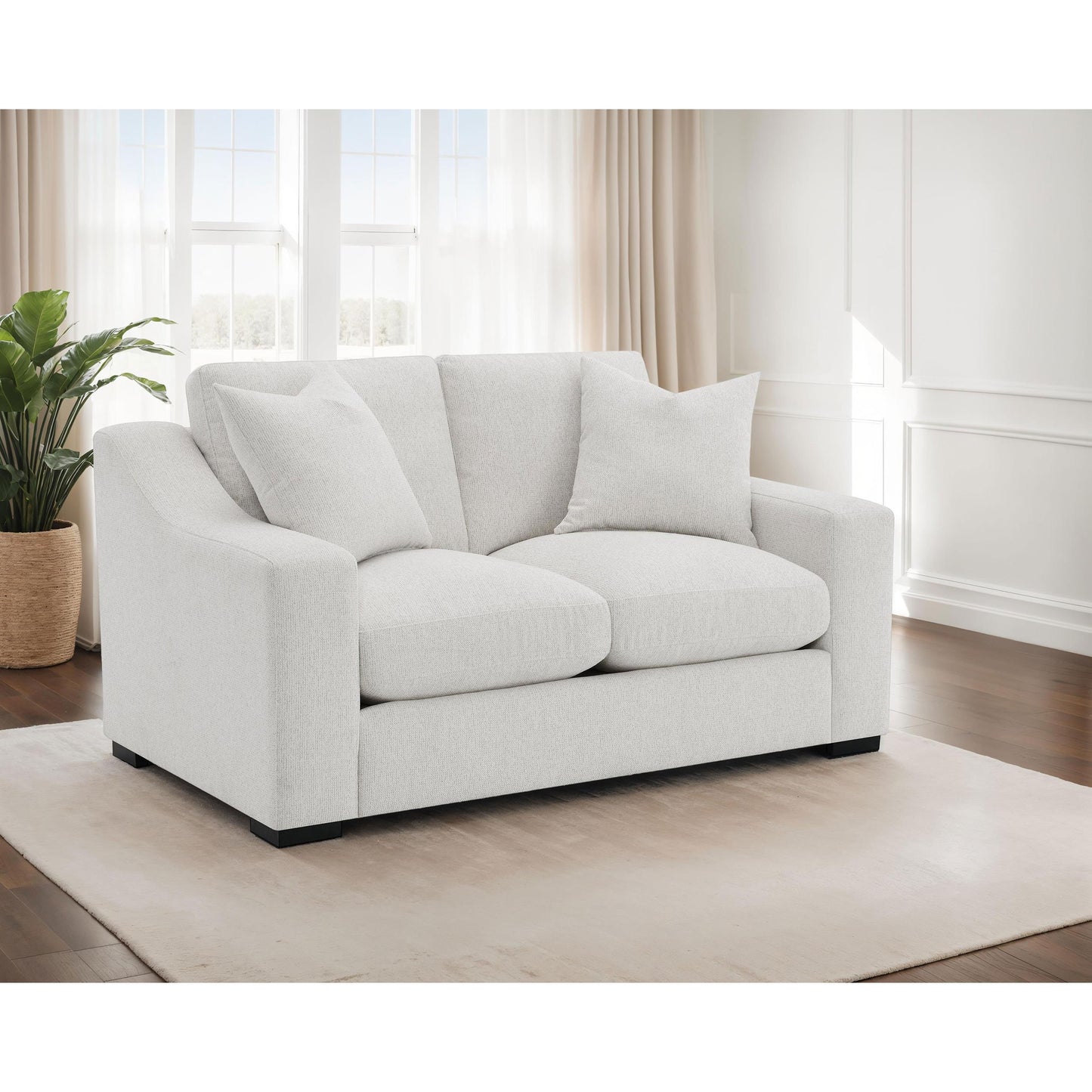  Coaster Furniture Ashlyn 552092 Fabric Upholstered Track Arm Loveseat - Sand IMAGE 6