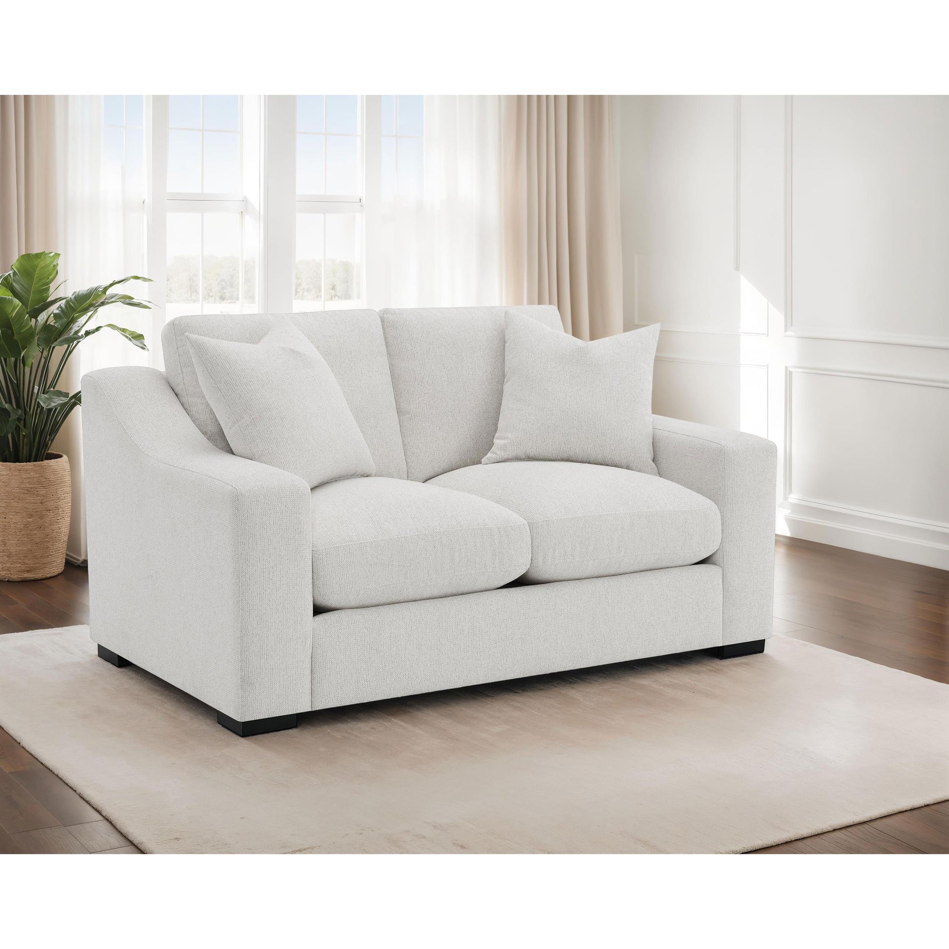  Coaster Furniture Ashlyn 552092 Fabric Upholstered Track Arm Loveseat - Sand IMAGE 6