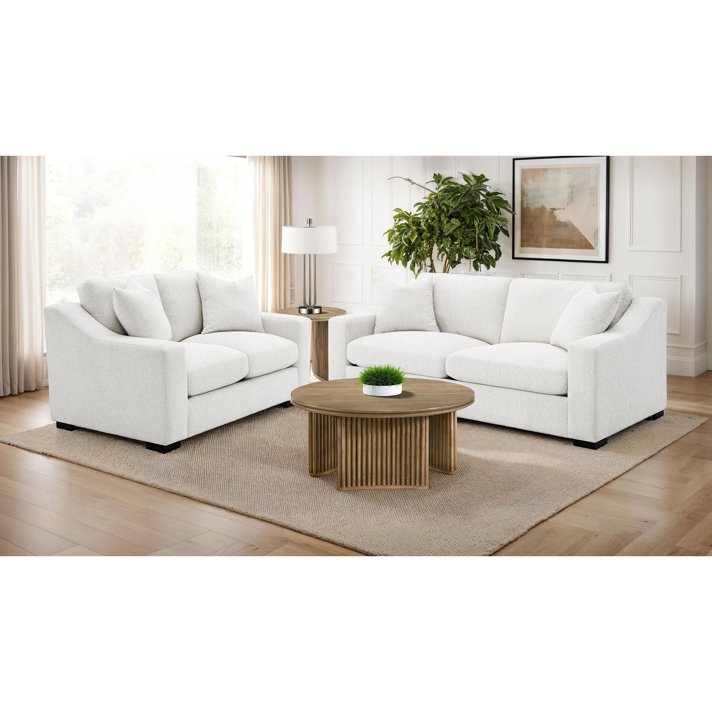 Coaster Furniture Ashlyn 552092 Fabric Upholstered Track Arm Loveseat - Sand IMAGE 7