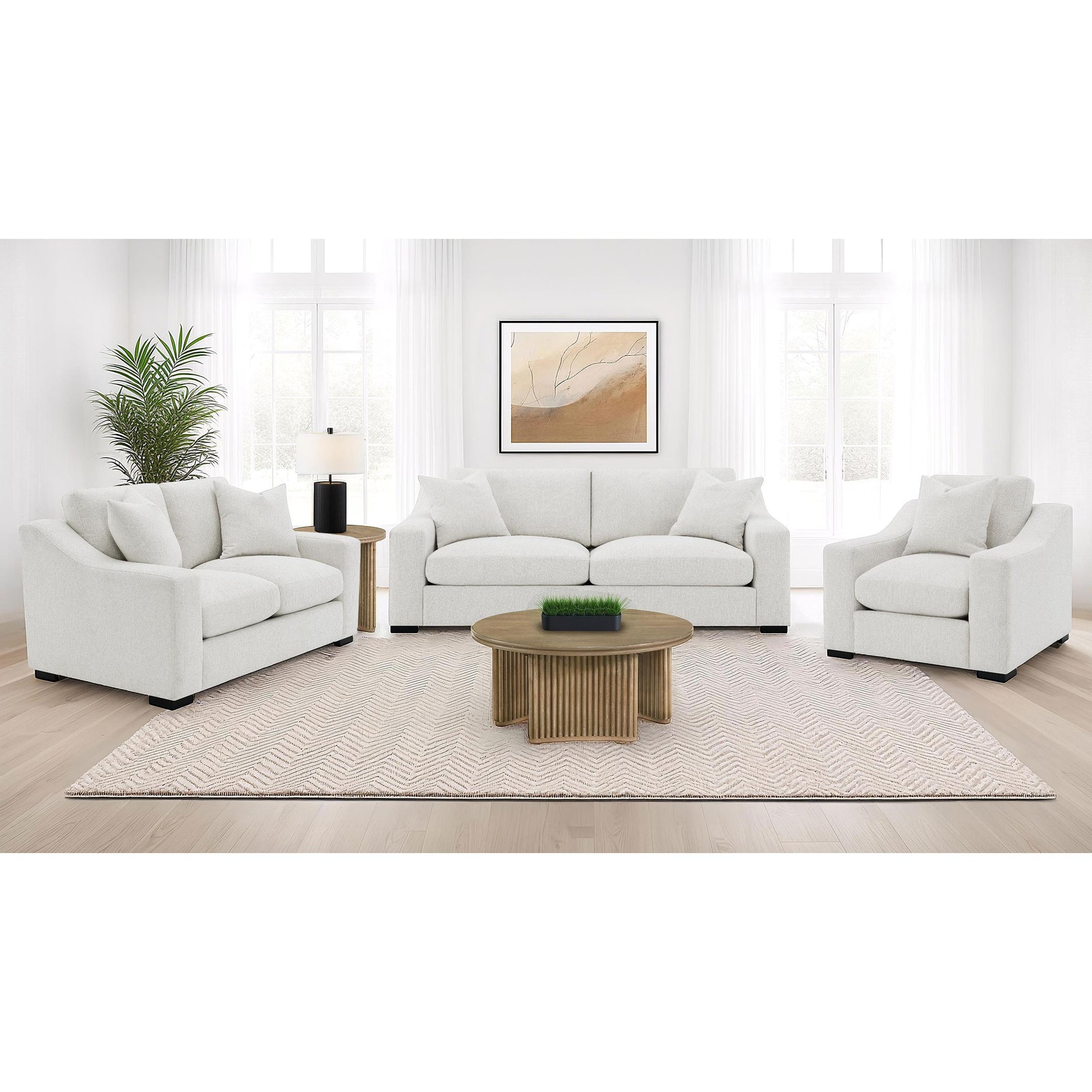  Coaster Furniture Ashlyn 552092 Fabric Upholstered Track Arm Loveseat - Sand IMAGE 8