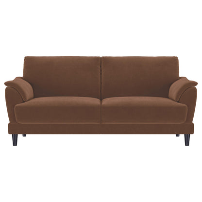  Coaster Furniture Selma 552101 Velvet Upholstered Crescent Arm Sofa - Rust IMAGE 5