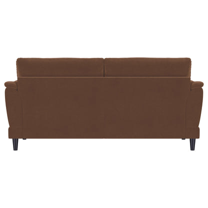  Coaster Furniture Selma 552101 Velvet Upholstered Crescent Arm Sofa - Rust IMAGE 6