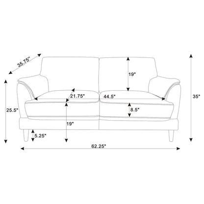  Coaster Furniture Selma 552102 Velvet Upholstered Crescent Arm Loveseat - Rust IMAGE 13