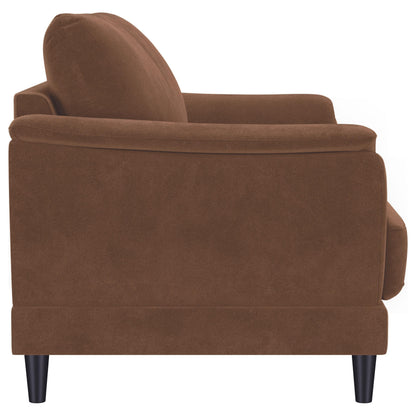  Coaster Furniture Selma 552102 Velvet Upholstered Crescent Arm Loveseat - Rust IMAGE 5