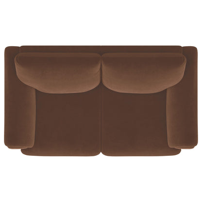  Coaster Furniture Selma 552102 Velvet Upholstered Crescent Arm Loveseat - Rust IMAGE 7