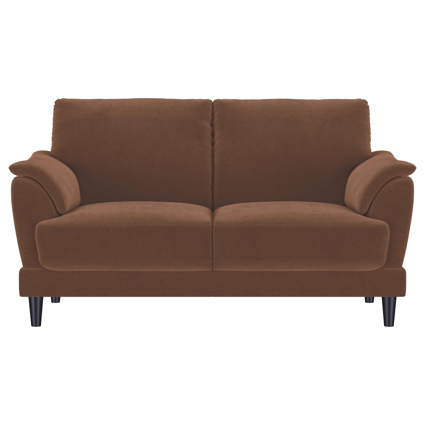  Coaster Furniture Selma 552102 Velvet Upholstered Crescent Arm Loveseat - Rust IMAGE 9
