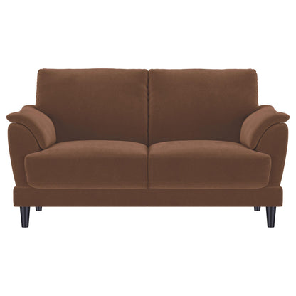  Coaster Furniture Selma 552102 Velvet Upholstered Crescent Arm Loveseat - Rust IMAGE 9