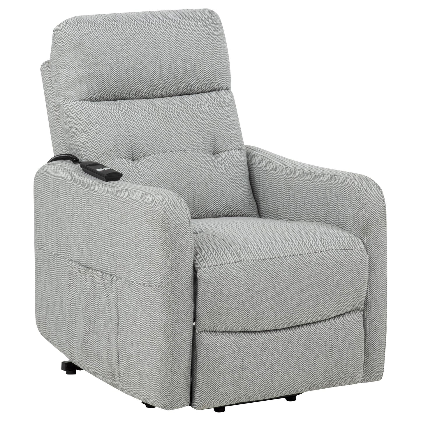  Coaster Furniture Dayes 600130P Upholstered Power Lift Recliner Chair - Light Grey IMAGE 1