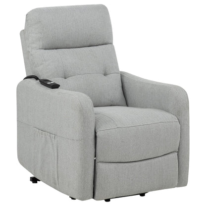  Coaster Furniture Dayes 600130P Upholstered Power Lift Recliner Chair - Light Grey IMAGE 1