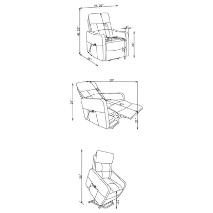  Coaster Furniture Dayes 600130P Upholstered Power Lift Recliner Chair - Light Grey IMAGE 14