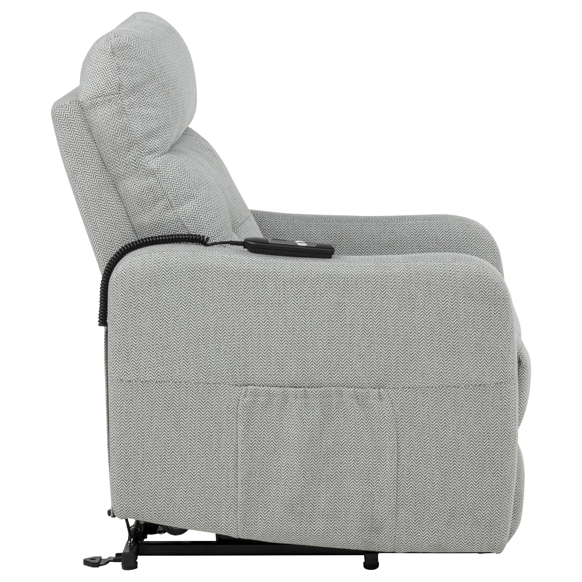  Coaster Furniture Dayes 600130P Upholstered Power Lift Recliner Chair - Light Grey IMAGE 4