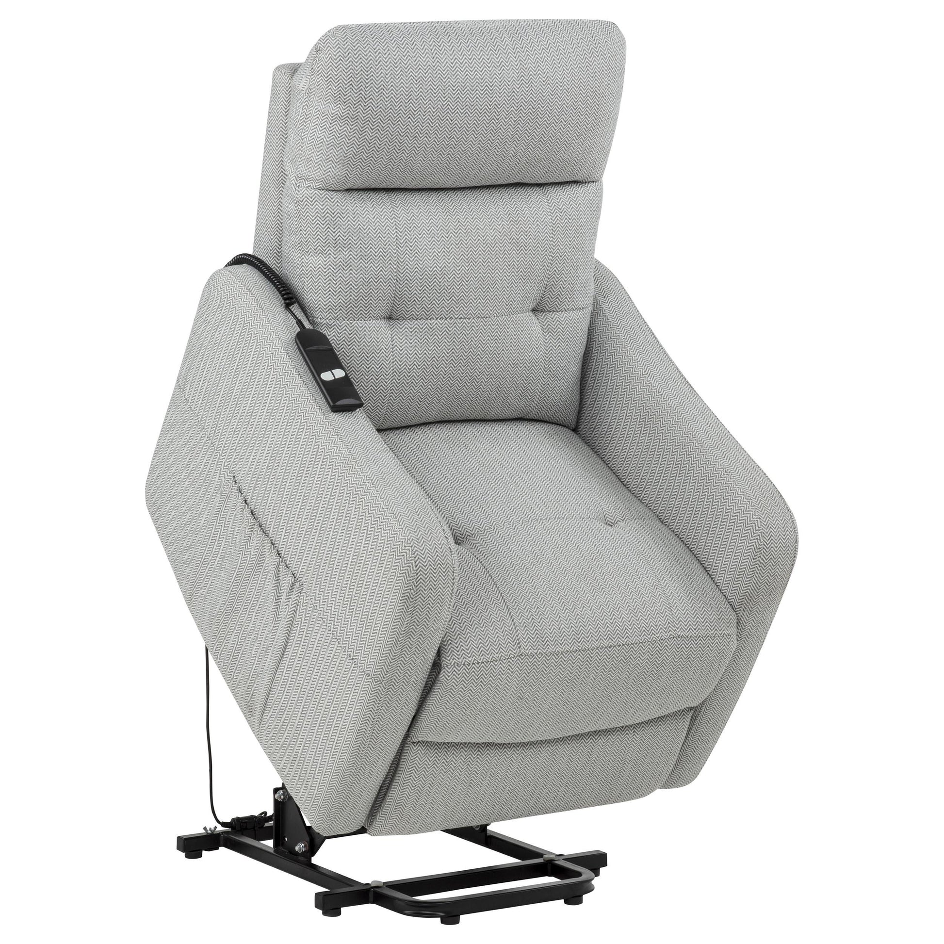  Coaster Furniture Dayes 600130P Upholstered Power Lift Recliner Chair - Light Grey IMAGE 5