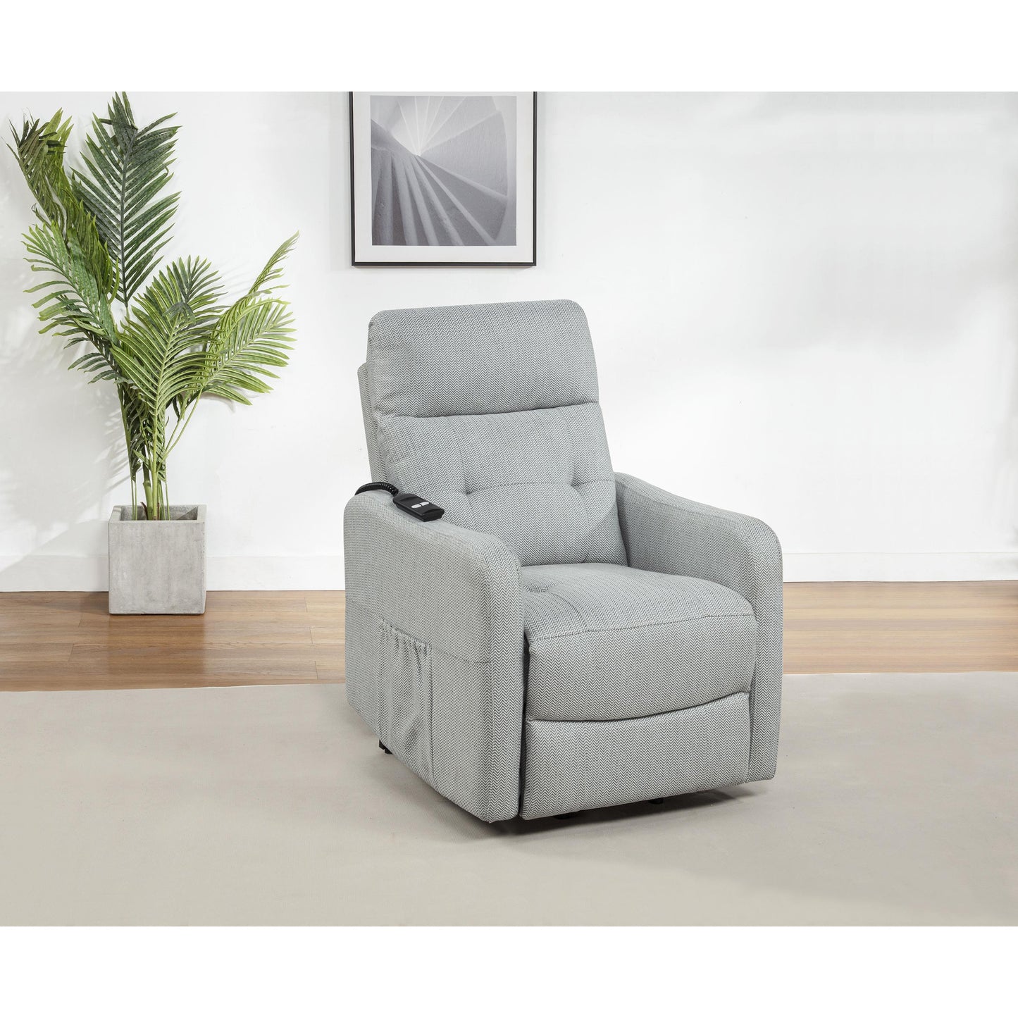  Coaster Furniture Dayes 600130P Upholstered Power Lift Recliner Chair - Light Grey IMAGE 7