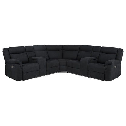  Coaster Furniture Hagen 600500P Upholstered Power Reclining Sectional Sofa - Steel Grey IMAGE 1