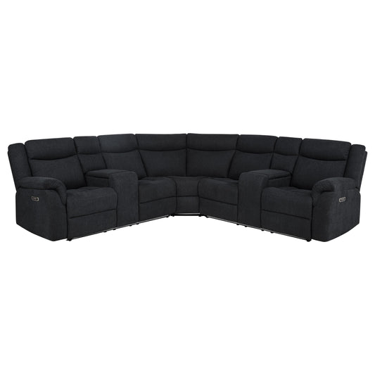 Coaster Furniture Hagen 600500P Upholstered Power Reclining Sectional Sofa - Steel Grey IMAGE 1