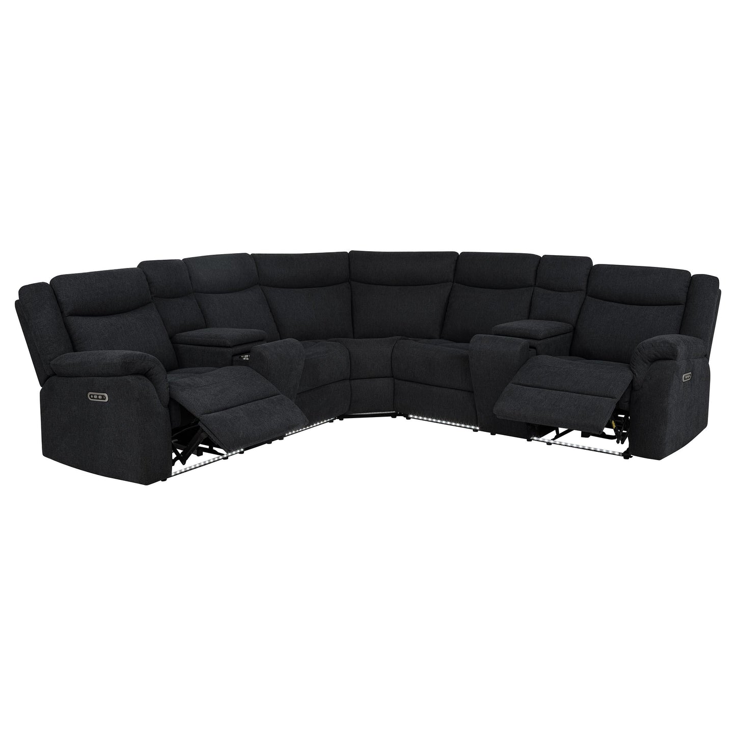  Coaster Furniture Hagen 600500P Upholstered Power Reclining Sectional Sofa - Steel Grey IMAGE 7