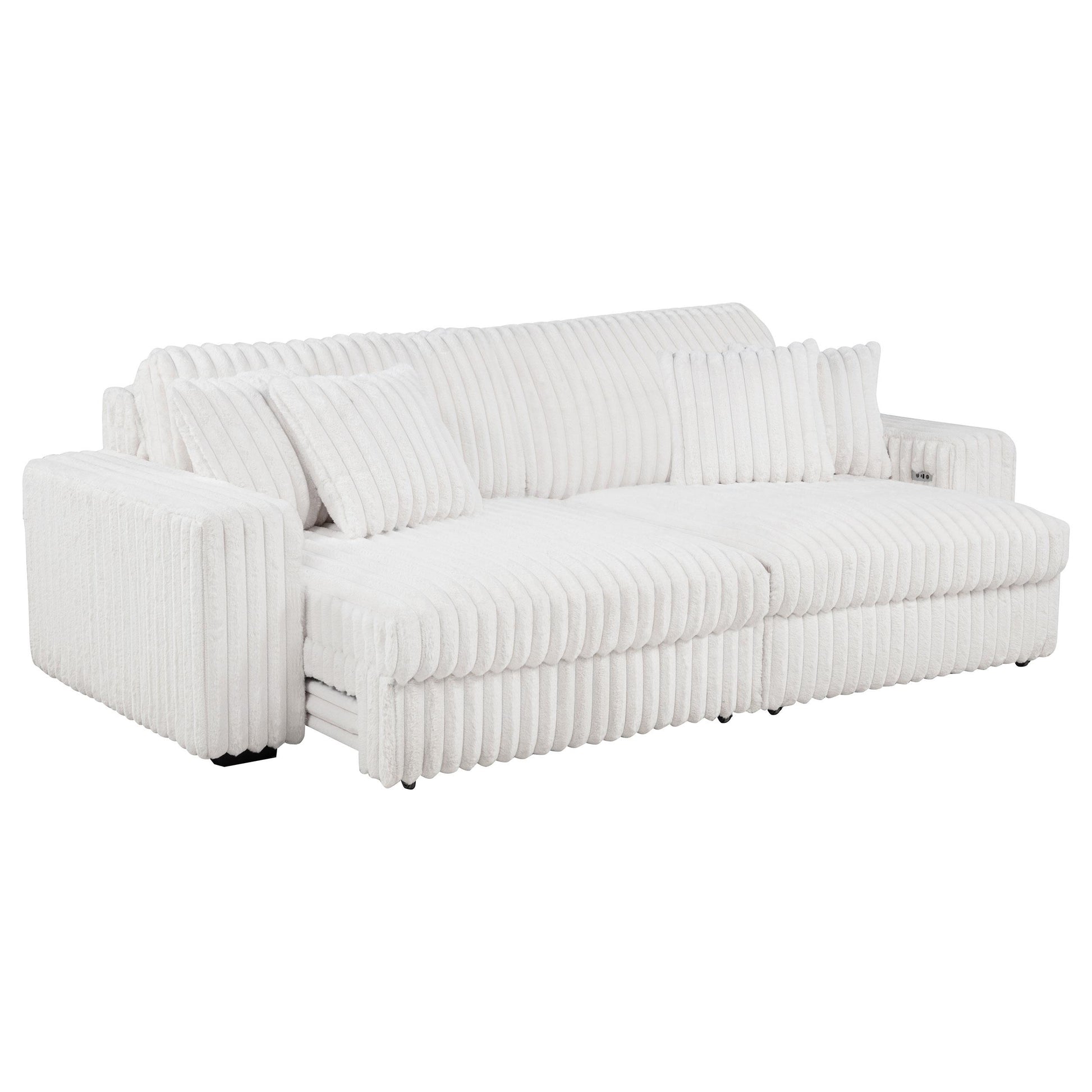  Coaster Furniture Jacana 600535P Corduroy Upholstered Dual Power Chaise Sofa - Ivory IMAGE 10