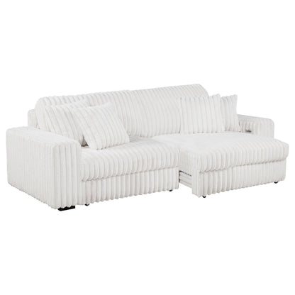  Coaster Furniture Jacana 600535P Corduroy Upholstered Dual Power Chaise Sofa - Ivory IMAGE 12