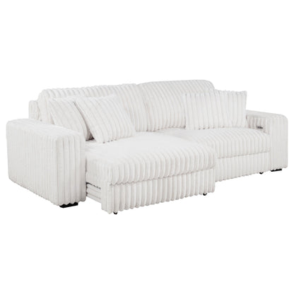  Coaster Furniture Jacana 600535P Corduroy Upholstered Dual Power Chaise Sofa - Ivory IMAGE 2