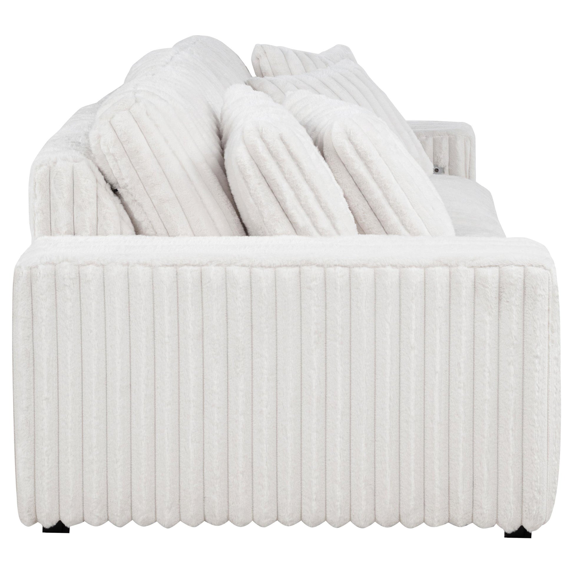  Coaster Furniture Jacana 600535P Corduroy Upholstered Dual Power Chaise Sofa - Ivory IMAGE 3